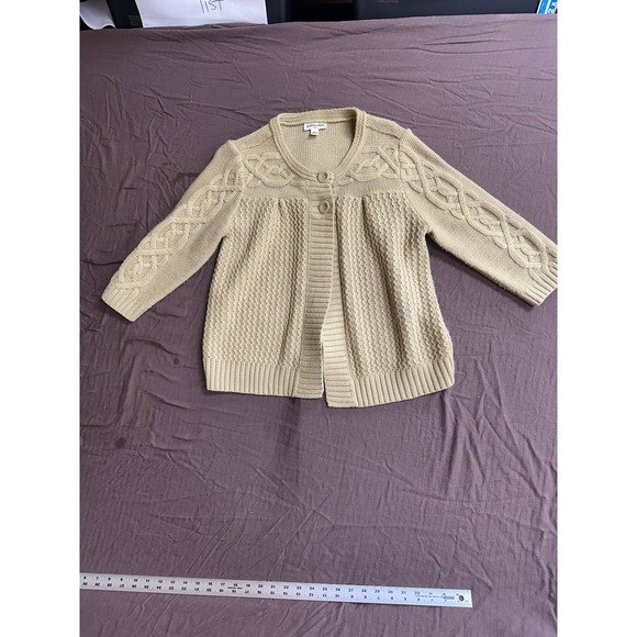 St Johns Bay Petite Knit Cardigan Sweater Women's PL Cable Knit Buttons - Picture 1 of 6